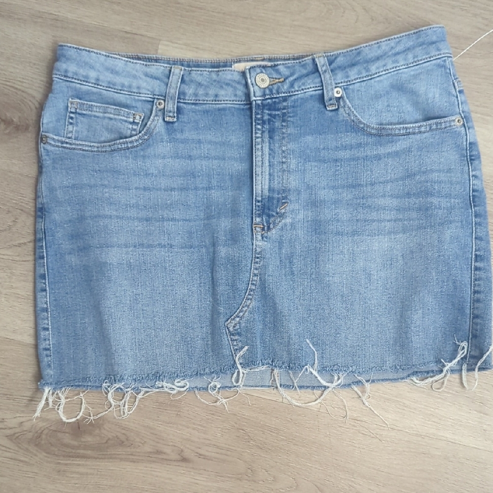 Lucky Brand Light Blue Frayed Mini Skirt